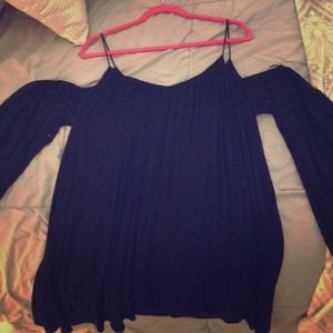 Black peekaboo shoulder tunic